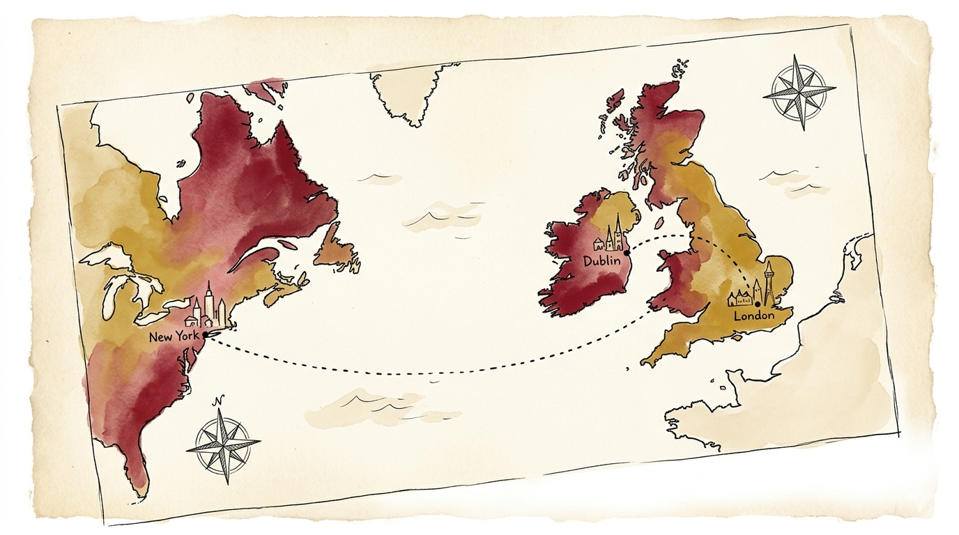 A hand-drawn map across borders